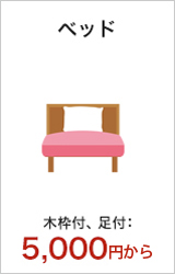 ベッド/木枠付、足付：5,000円